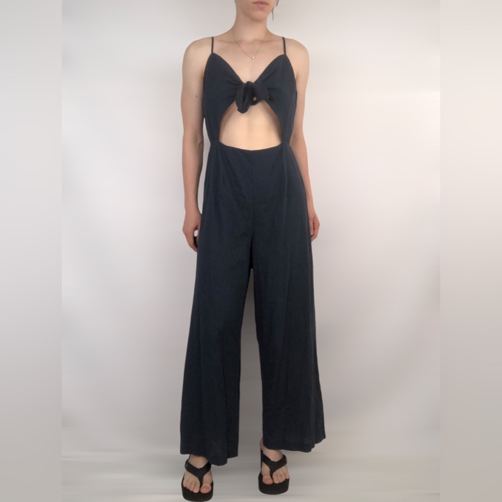 NWT‎ L'ATISTE by Amy Blue Cotton Tie Front Wide Leg Jumpsuit